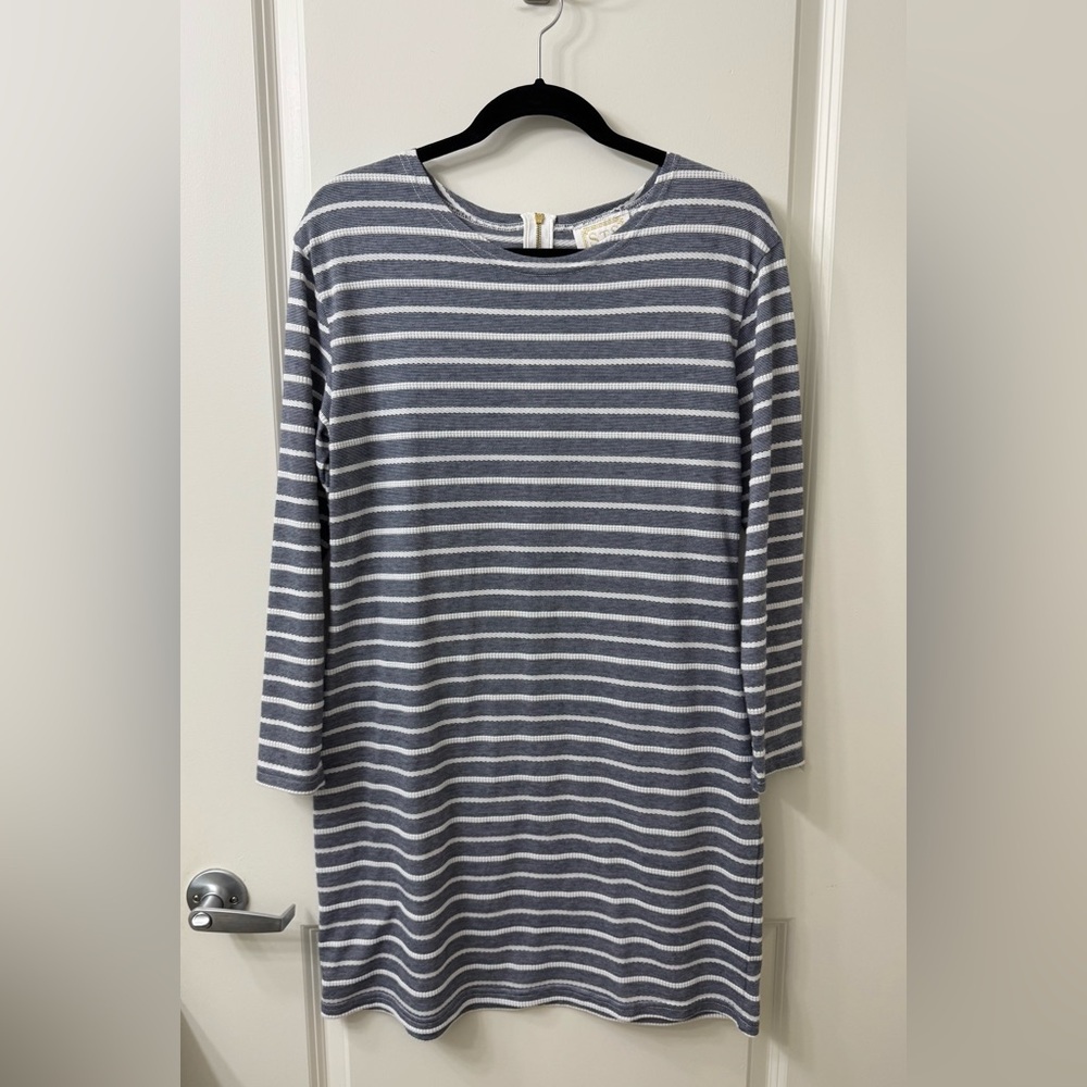 Sail to Sable Striped Blue and White Long Sleeve Top
